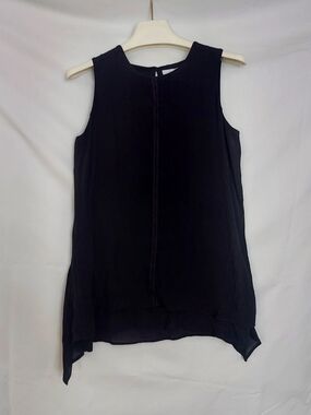 Fever Black Sleeveless Chiffon Overlay Tank